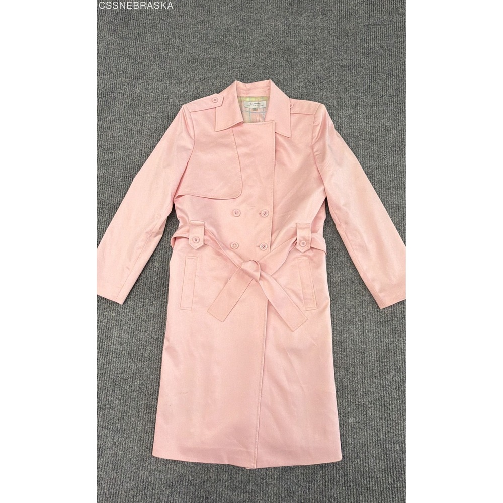 Tahari Arthur S. Levine Women's Pink Double Breasted Belted Trench Coat Size 14